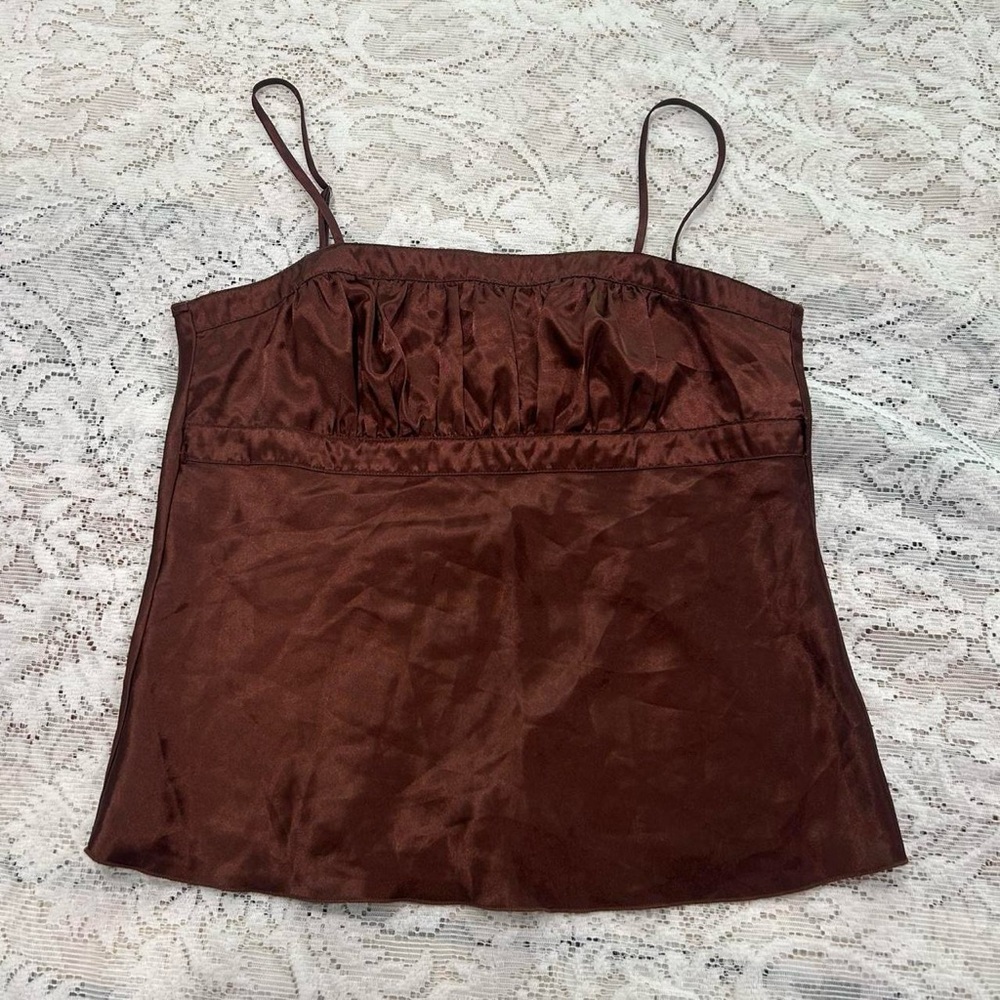 Self Esteem brown milkmaid cami tank
